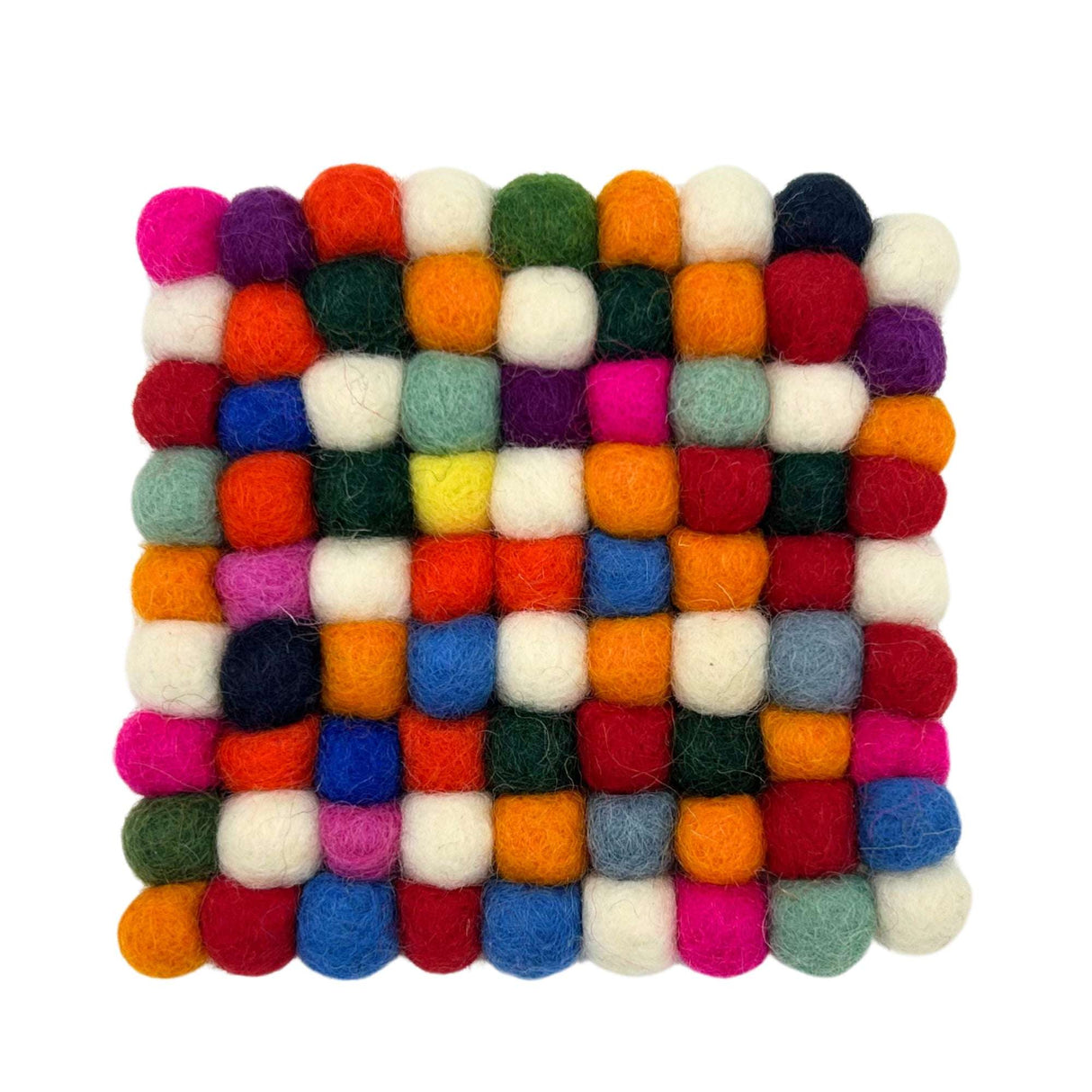 Shades 4 Seasons Felt Ball Square Coasters - Colorful Set Shades 4 Seasons