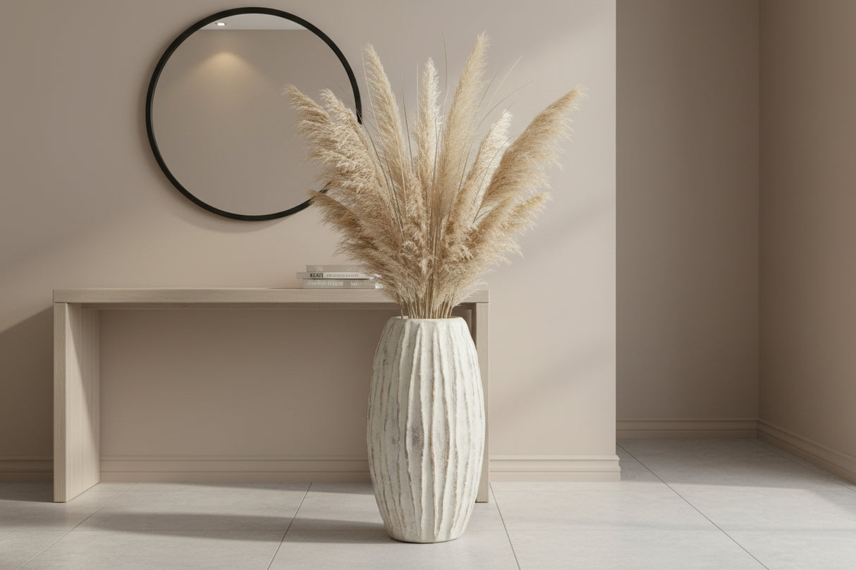 Elegant Fin Vase by Shades 4 Seasons with Pampas Grass, perfect for modern home decor