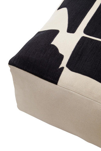 Orsina Floor Cushion with a stylish black and cream design, ideal for home decor and comfort