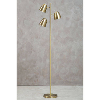Orsina Floor Lamp with three adjustable shades in stylish gold finish for modern living spaces