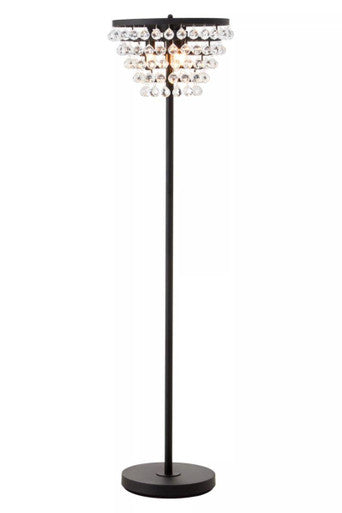 Orsina Floor Lamp with Decorative Crystal Elements and Black Base for Modern Interiors