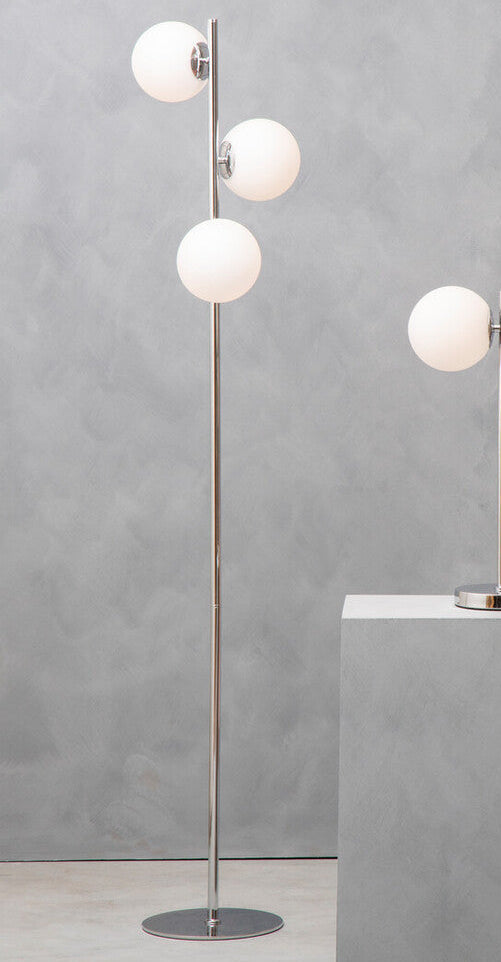 Orsina Floor Lamp with four globes on a sleek chrome stand for modern illumination