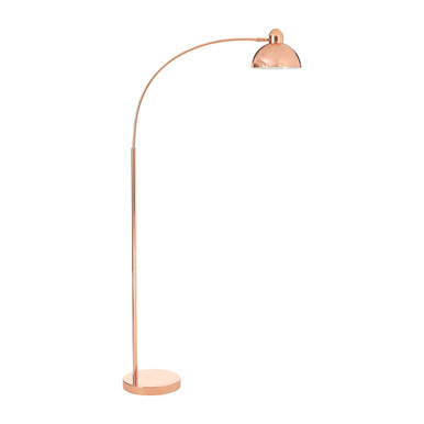 Stylish Orsina Floor Lamp with a sleek copper finish and arching design for modern interiors