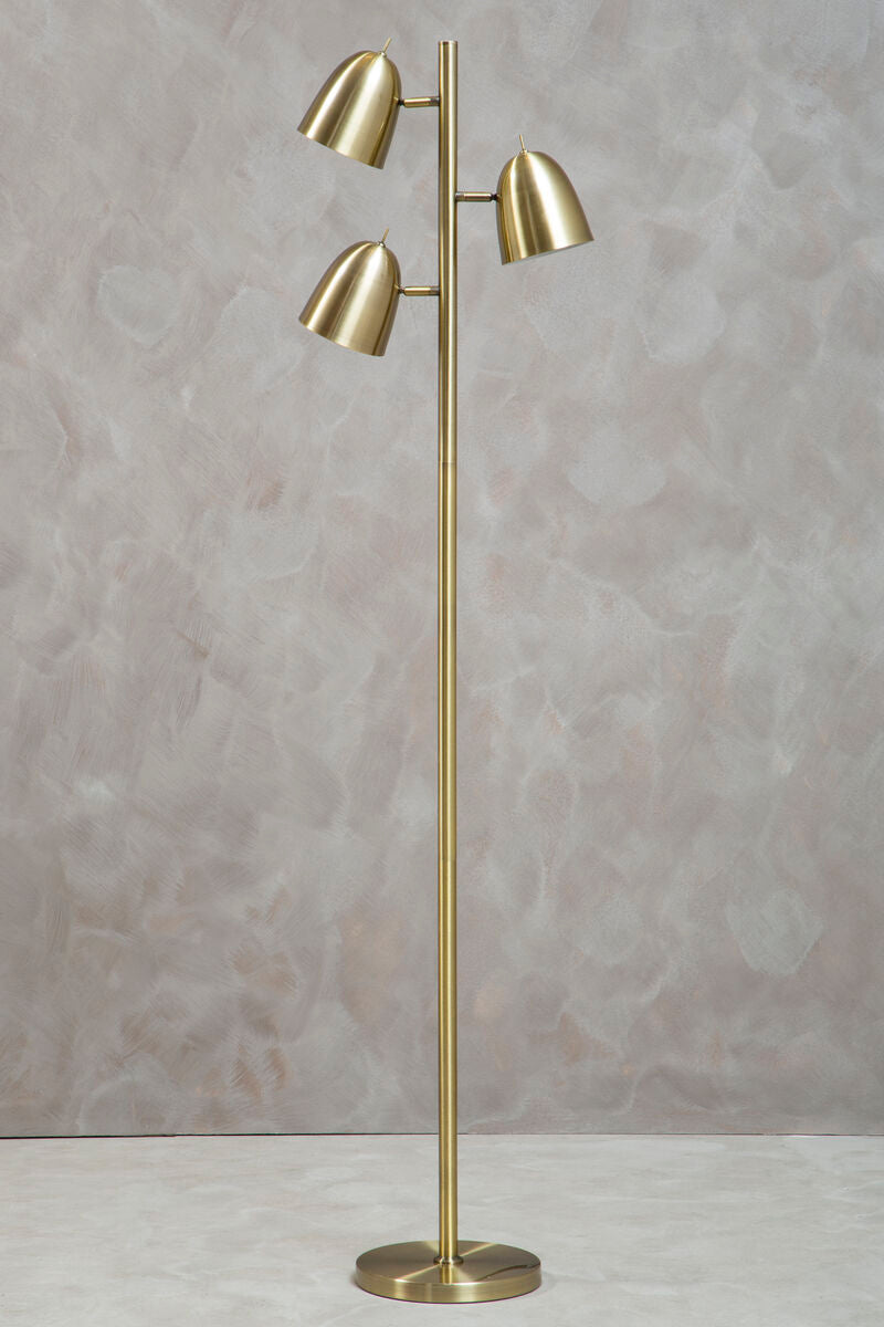 Orsina Floor Lamp with three adjustable brass shades for stylish and modern lighting