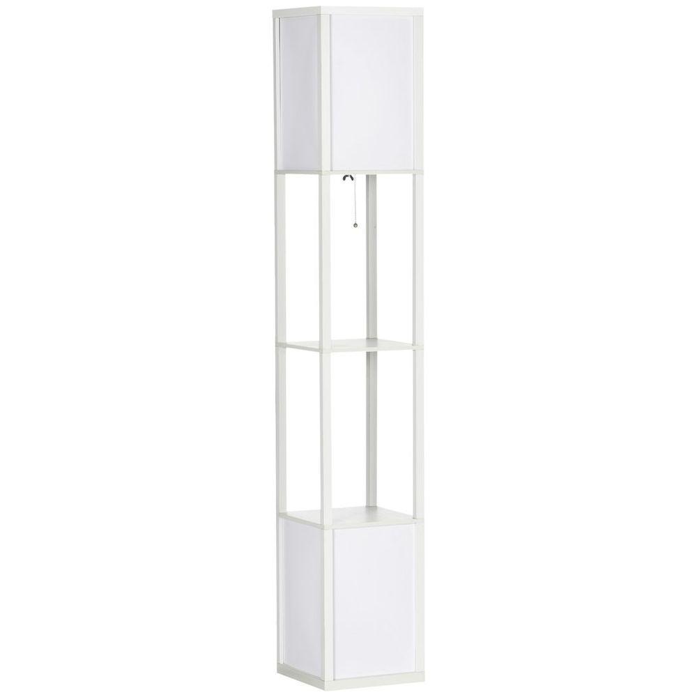 HOMCOM Shelf Floor Lamp with Dual Light, for Living Room, Bedroom, White HOMCOM