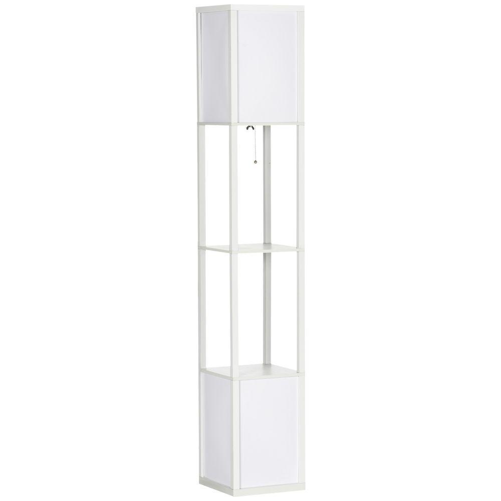 HOMCOM Shelf Floor Lamp with Dual Light, for Living Room, Bedroom, White HOMCOM