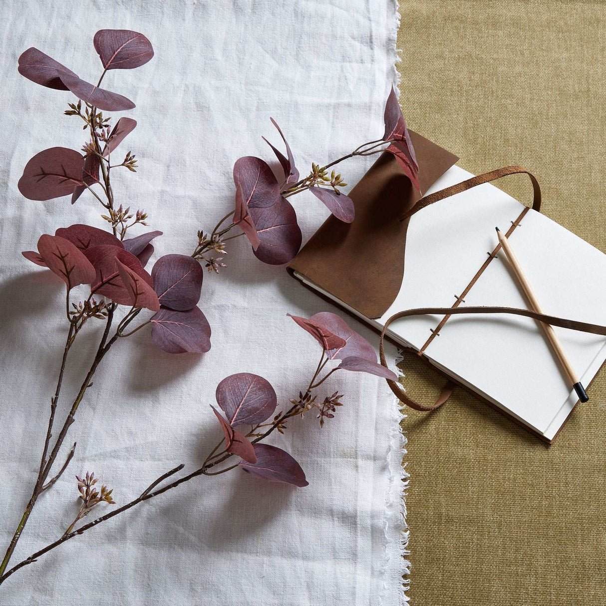 Shades 4 Seasons Berried Eucalyptus Stem - Realistic Autumn BURGUNDY PLASTIC Shades 4 Seasons