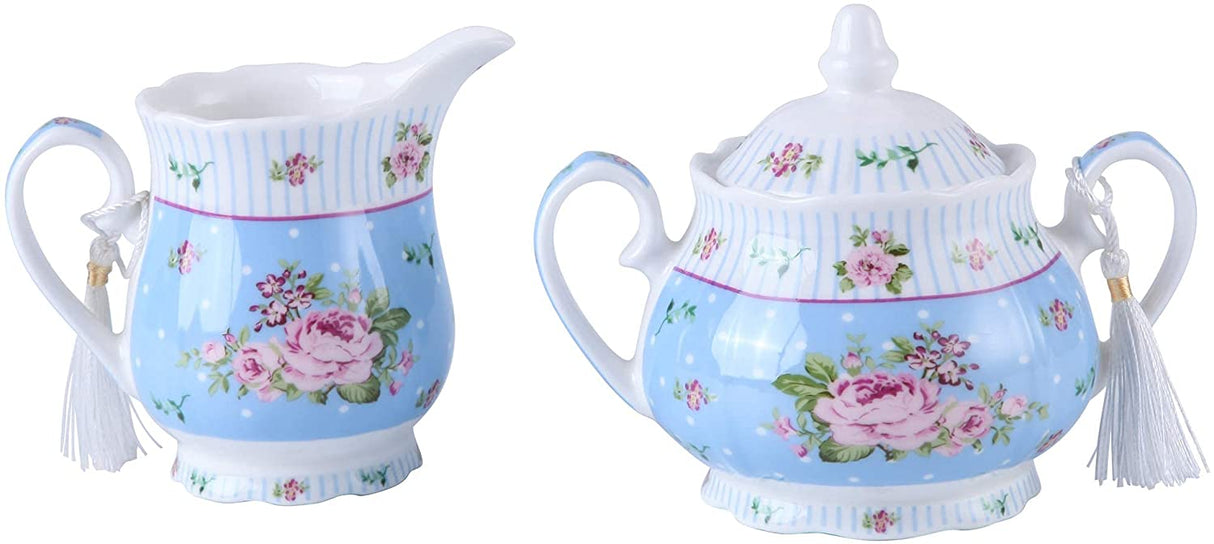 Elegant porcelain Sugar Bowl with floral design from London Boutique Lifestyle for tea sets