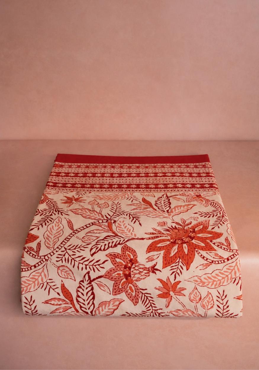 Casa by Josephine Jenno Floral Print Tablecloth in Warm Tones for Elegant Dining Settings