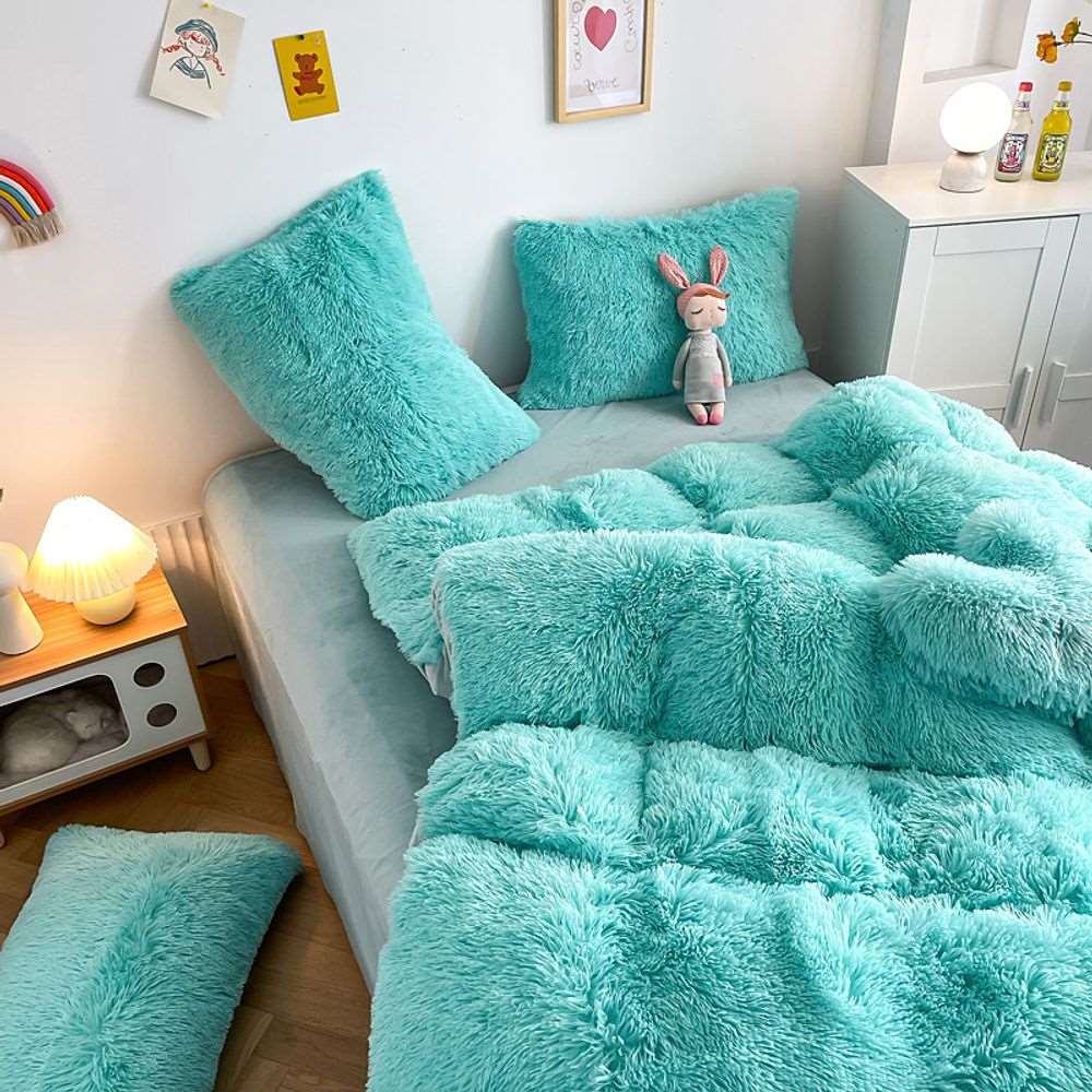 Cozy Plush Blue Duvet Cover Set for Stylish Comfort N/A