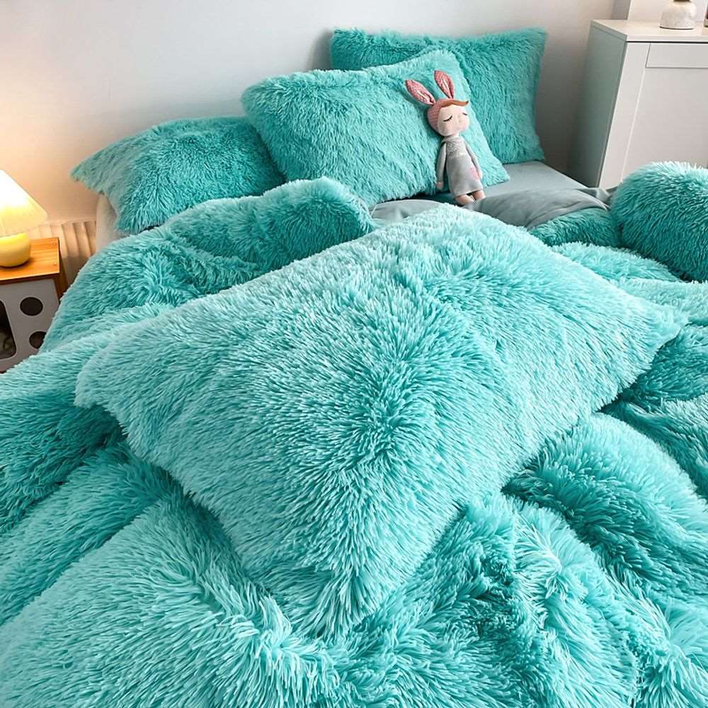 Cozy Plush Blue Duvet Cover Set for Stylish Comfort N/A