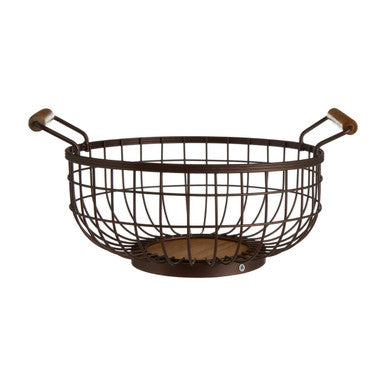 Orsina Vintage Wire Fruit Basket with Wooden Handles for Displaying Fresh Fruits