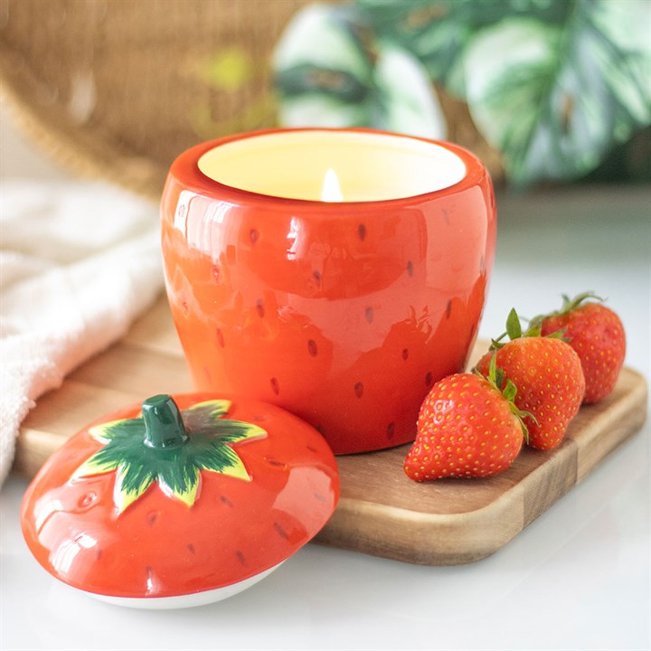 Strawberry Design Ceramic Candle Jar with Lid N/A
