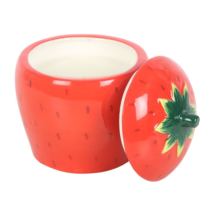 Strawberry Design Ceramic Candle Jar with Lid N/A