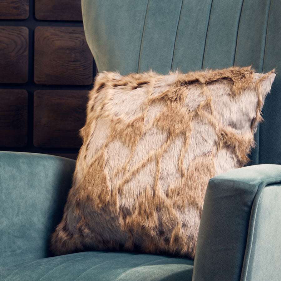 Orsina Fur Cushion in Soft Brown, Perfect for Adding Texture to Your Living Space