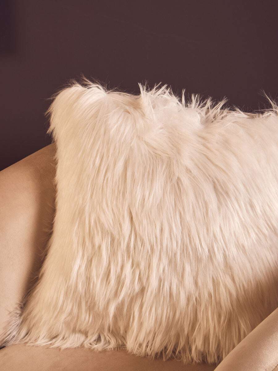 Orsina Fur Cushion in Cream Colour for Soft and Stylish Home Decor