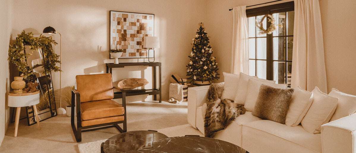 Stylish living room featuring Orsina Fur Cushion on a sofa for added comfort and elegance