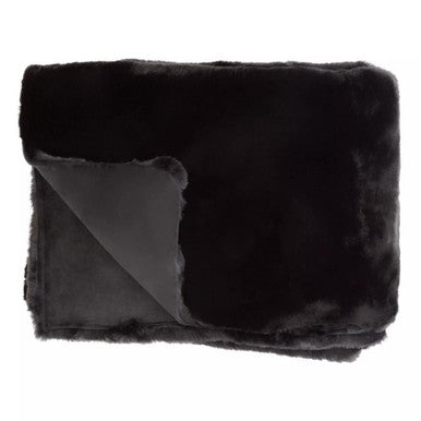 Luxurious Orsina Fur Throw in Black, offering warmth and elegance for any living space