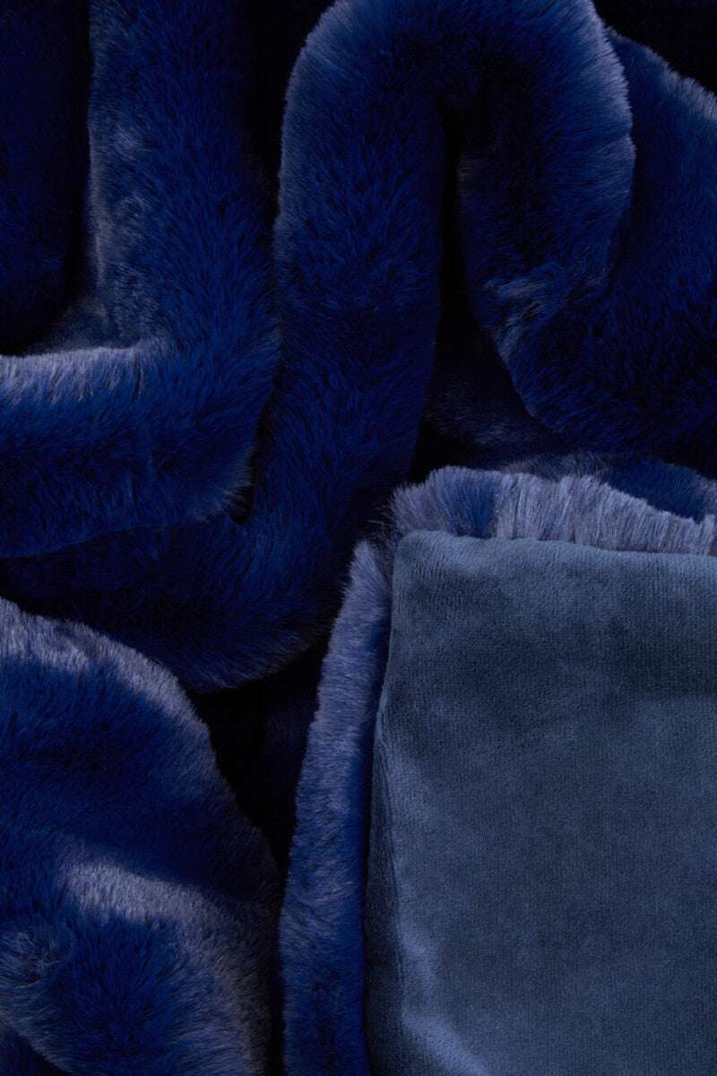 Orsina Luxurious Blue Fur Throw Soft and Plush for Warmth and Comfort