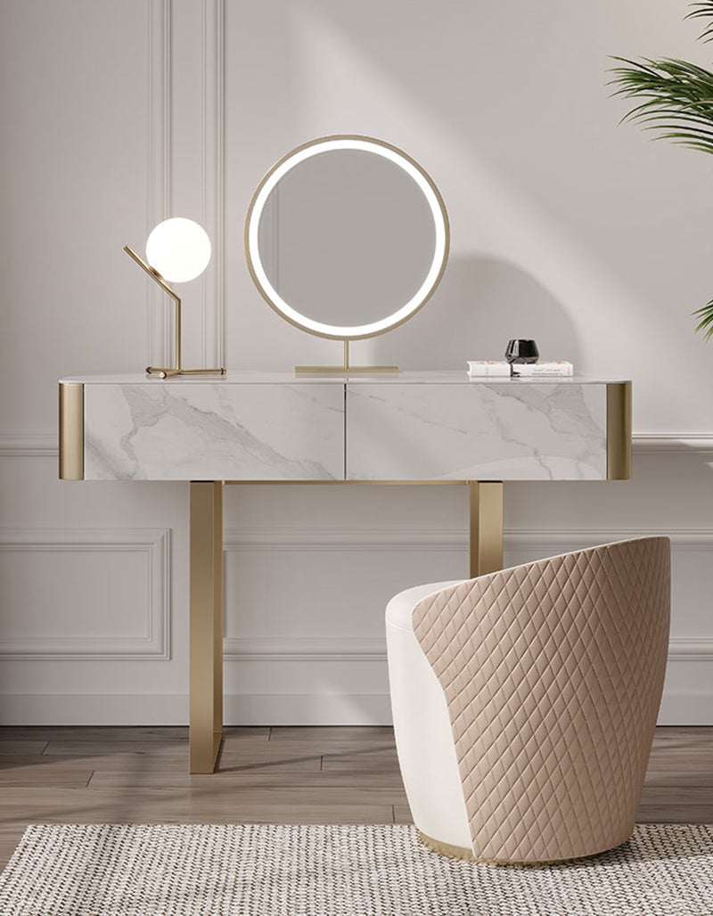 Elegant Le Di Vita Dressing Table with Circular Mirror and Minimalist Design