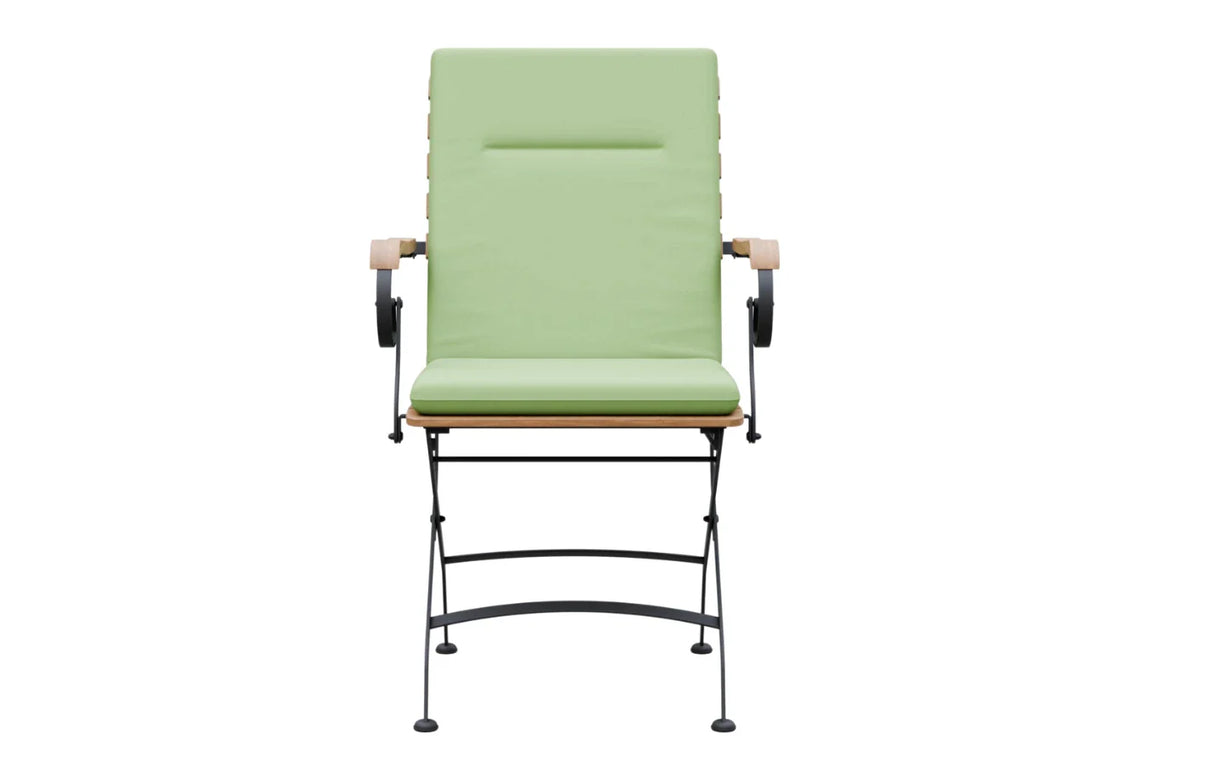 MINT Outdoor Garden Dining Set chair in green with comfortable cushions and sturdy armrests