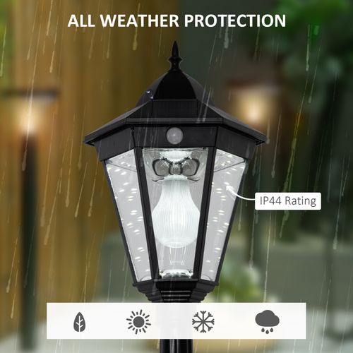 1.9M Garden Lamp Post Light, Outdoor LED Solar Powered Black Outsunny