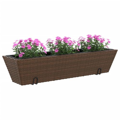 vidaXL Garden Planters with hooks 2 pcs Black Poly Rattan vidaXL