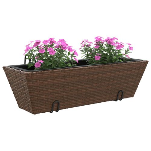 vidaXL Garden Planters with hooks 2 pcs Black Poly Rattan vidaXL