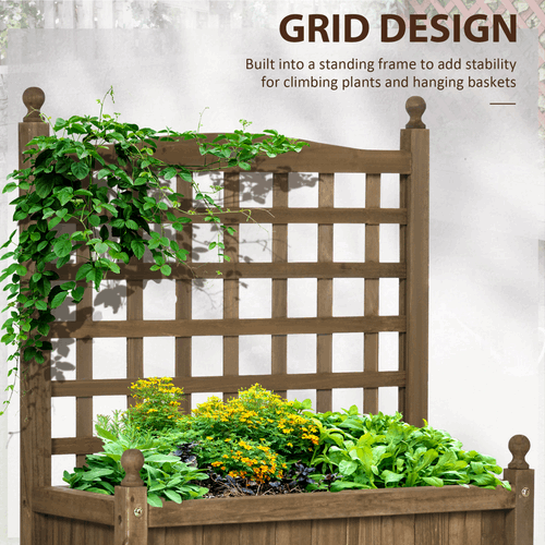 Garden Planters with Trellis for Climbing Vines Indoor Outdoor Brown Outsunny