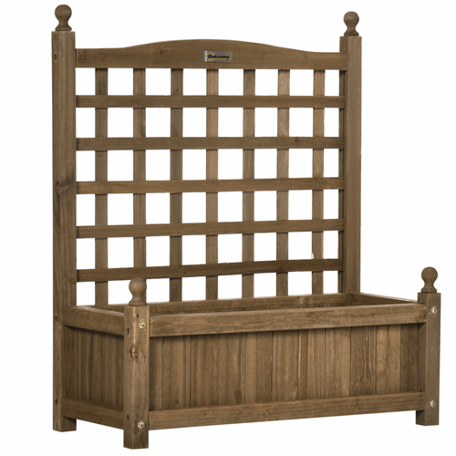 Garden Planters with Trellis for Climbing Vines Indoor Outdoor Brown Outsunny