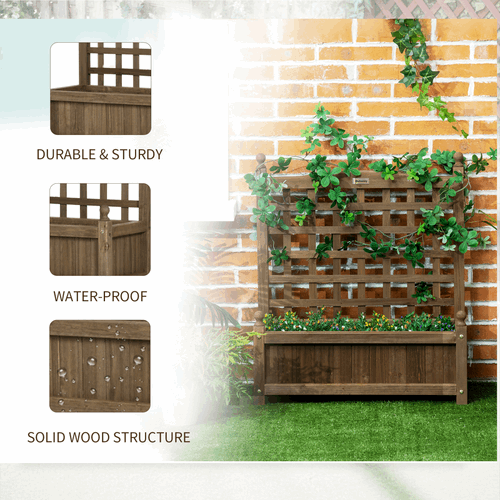 Garden Planters with Trellis for Climbing Vines Indoor Outdoor Brown Outsunny