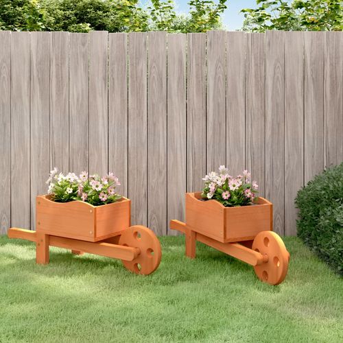 vidaXL Wheelbarrow Planters 2 pcs 47x15x19 cm Solid Wood Fir vidaXL