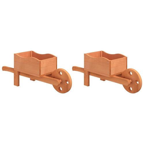 vidaXL Wheelbarrow Planters 2 pcs 47x15x19 cm Solid Wood Fir vidaXL