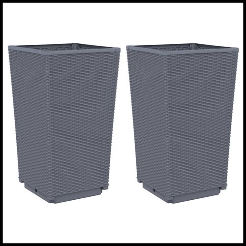 vidaXL Tall Rattan Effect Garden Planters - Weatherproof vidaXL