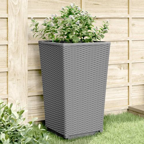 vidaXL Tall Rattan Effect Garden Planters - Weatherproof vidaXL