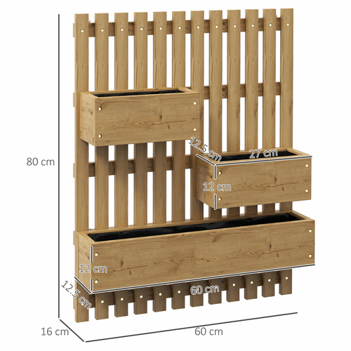 Outsunny Wooden Garden Planters with Trellis Wall-mounted Raised Garden Bed Outsunny