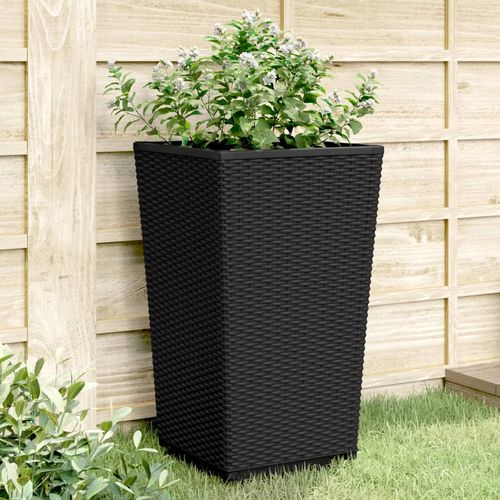 vidaXL Tall Rattan Effect Garden Planters - Weatherproof black 2 vidaXL