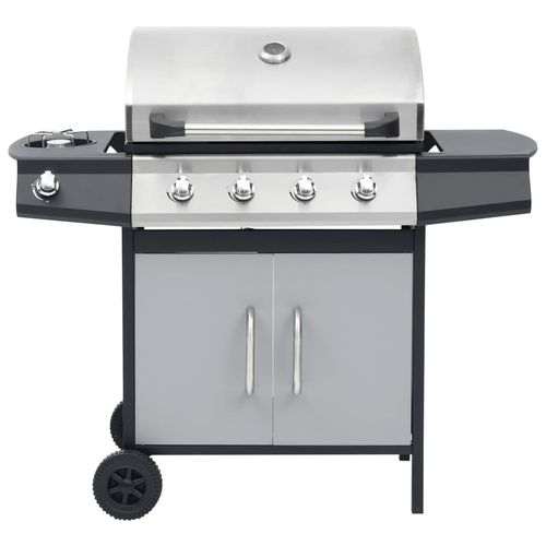 vidaXL Stainless Steel Gas Barbecue Grill with Side Burner vidaXL