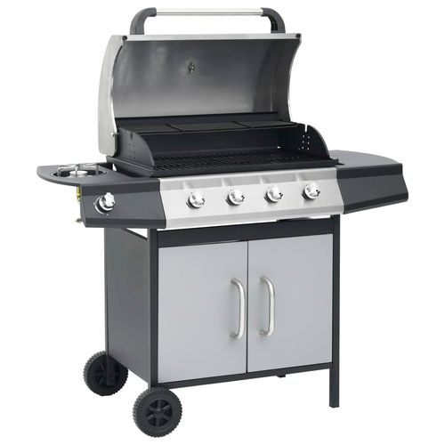vidaXL Stainless Steel Gas Barbecue Grill with Side Burner vidaXL