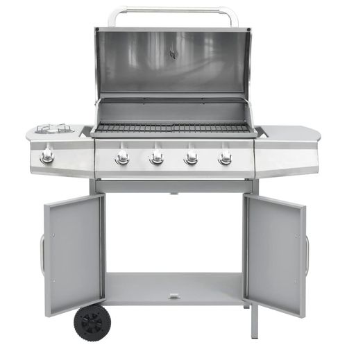 vidaXL Stainless Steel Gas Barbecue Grill with Side Burner vidaXL