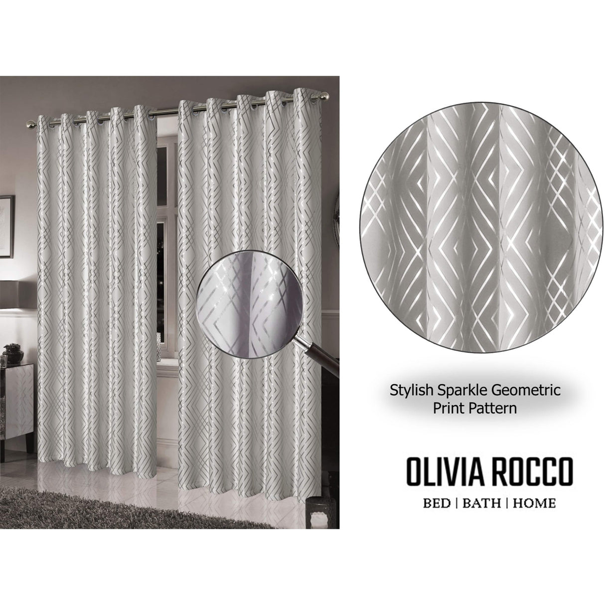 Geometric Natural Sparkle Blackout Curtains