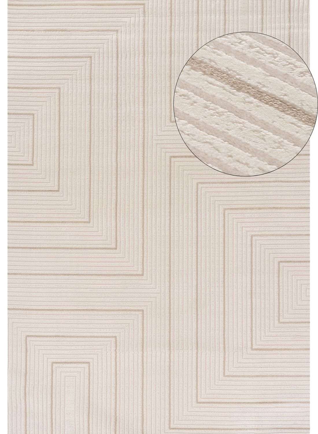 Elegant Geometric Rug with subtle textured pattern in neutral tones for modern home decor