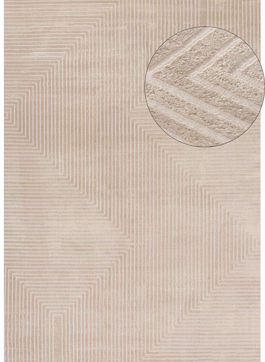 Beige Geometric Rug with a Subtle Pattern, Ideal for Modern Living Spaces