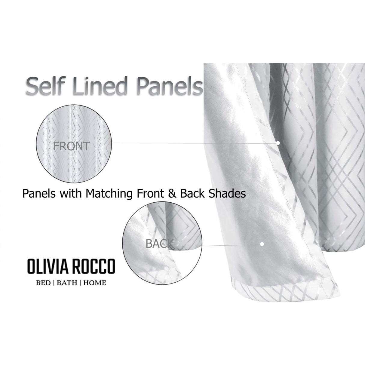 Geometric White Sparkle Blackout Curtains Living Room and Bedroom Drapes