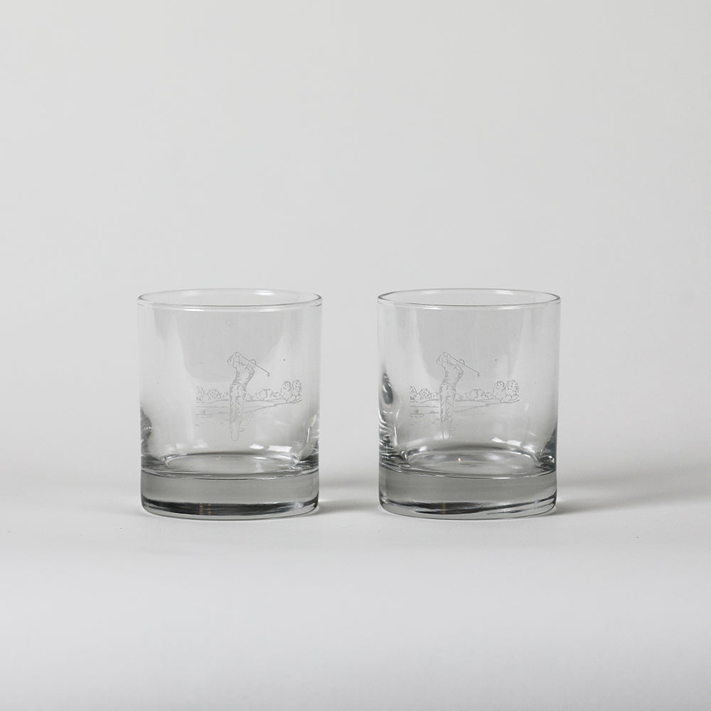Set of two Selbrae House glass tumblers with a sleek design for stylish drinking