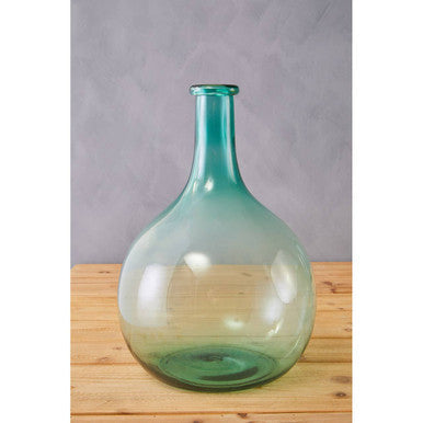 Orsina Glass Vase in a unique round shape with a green gradient finish for home decor
