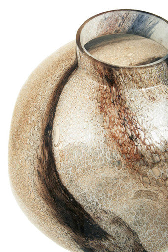 Orsina Decorative Glass Vase with Unique Swirl Pattern and Earthy Tones