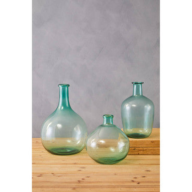 Set of three Orsina Glass Vase in green hues, perfect for elegant floral displays or home decor
