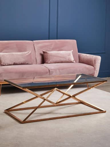 Allure Corseted Rose Gold Coffee Table Orsina