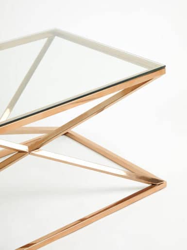 Allure Corseted Rose Gold Coffee Table Orsina